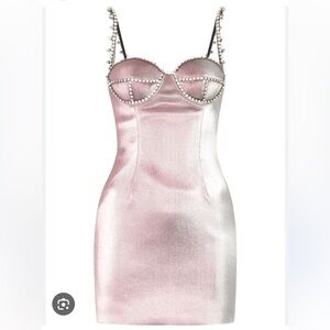 AREA Crystal-embellished Balconette Dress in Pink